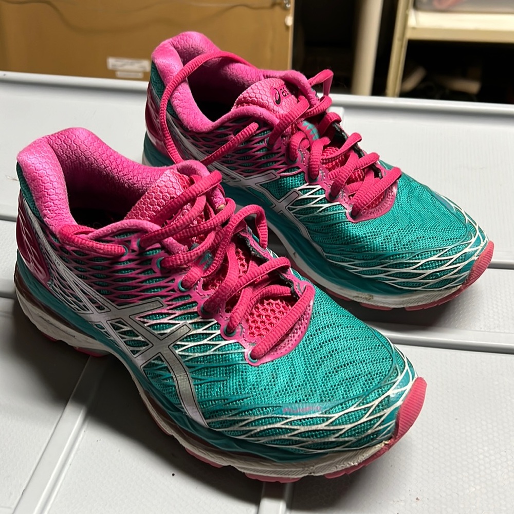 ASICS GEL NIMBUS 18 Teal Magenta Pink White Womens 6